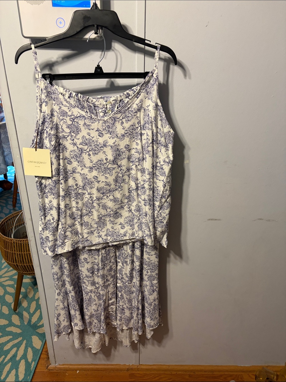 Cynthia Rowley Cream Dress with Blue Floral Print